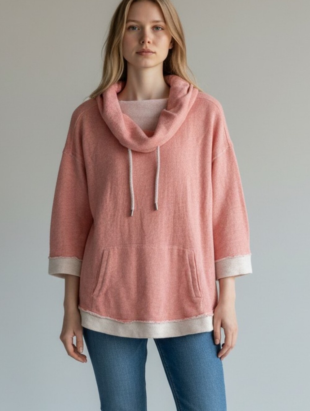 Soft Surroundings Coral Knit Cowl Neck  Pullover Size Medium